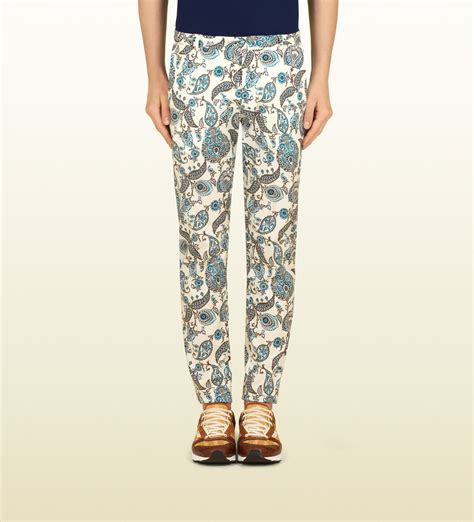 gucci men gray paisley print pants|mr porter gucci pants.